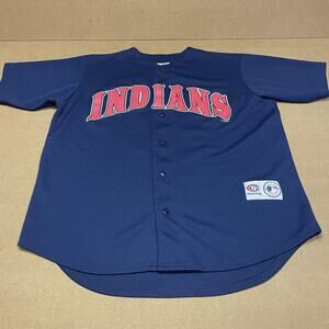 Vintage Cleveland Indians Baseball Jersey Mens Large Navy MLB Vizquel 13 2000s